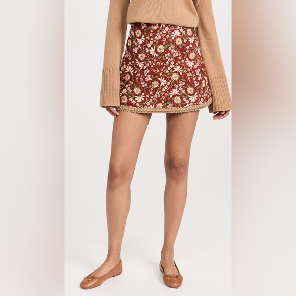 Cara Cara Floral Red Skirt